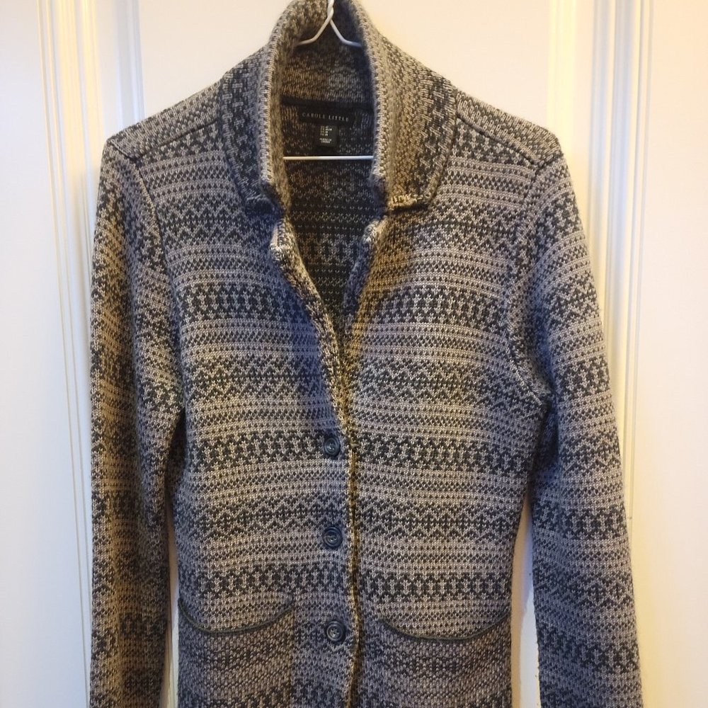 Carole Little Merino Wool Blend Button Cardigan